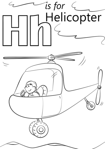 Letter H Is For Helicopters Coloring Page